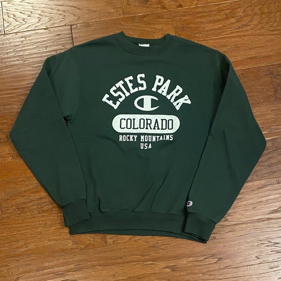 Champion Tops - VGUC Champion Dark Green Graphic Sweatshirt Size Small